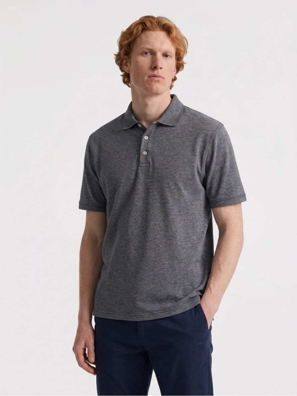 John's Bay Men's Legacy Polo - Gray Heathered Shirt- Size M